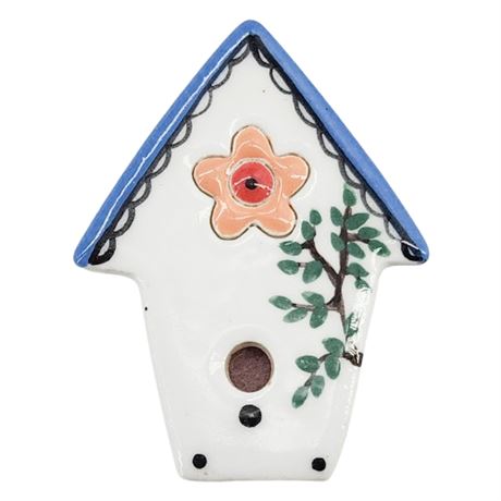 Vintage Handmade Porcelain Birdhouse Brooch