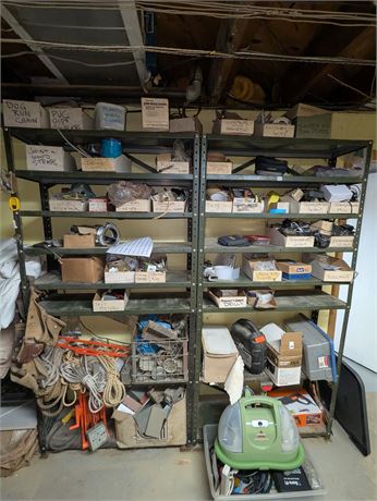 Huge 2 sets of shelves tool buy out (includes shelving units)
