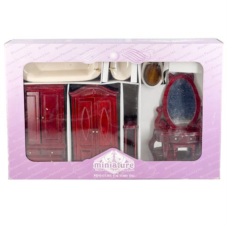 Vintage Miniature Collection INC Cherry Wooden Bathroom Set *New in Box