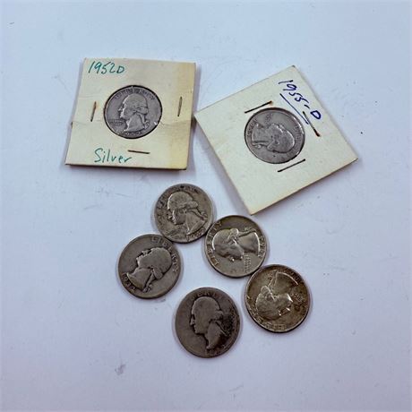 7 Washington Silver Quarters