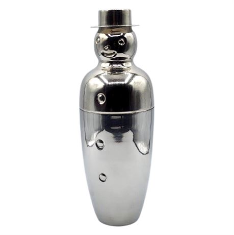 Art Deco Reproduction Stainless Steel Snowman Cocktail Shaker