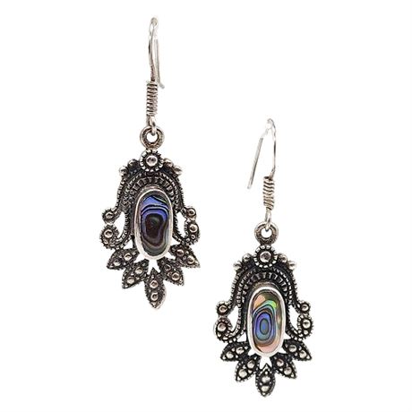 Signed CHAPEL-ZENRAY Sterling Silver Abalone Earrings