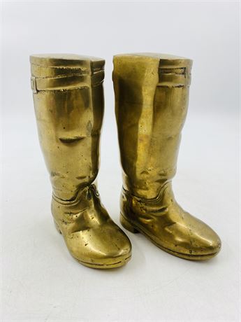 Rare Ralph Lauren Solid Brass Bookends, Equestrian Boots