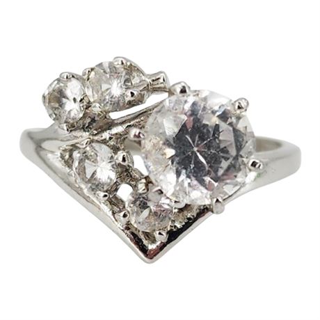 Vintage White Spinel Cluster Ring, Sz 6