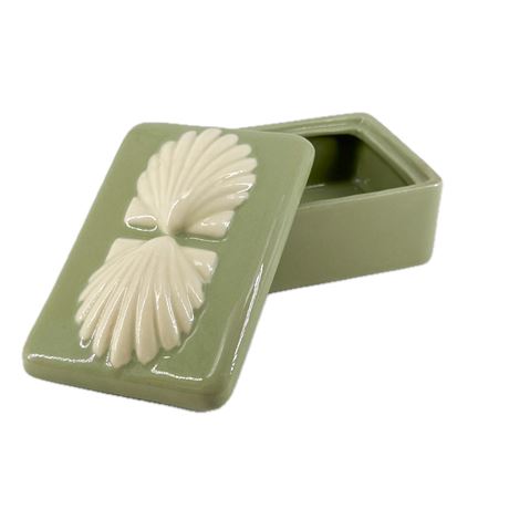 Vintage Lenox Green Celadon Cigarette Box Seashell Design