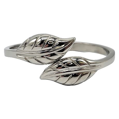 Napier Hinged Stainless Steel Leaves Cuff Bracelet