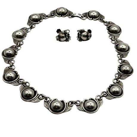 Beautiful Mexican Silver Necklace & 800 Silver Italian Earrings