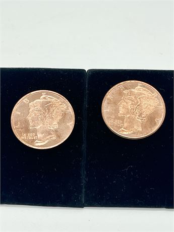 .999 Pure Copper Mercury Coins - Lot 1