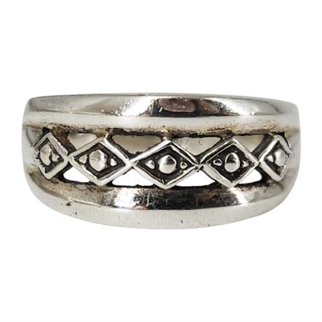 Signed CHAPAL-ZENRAY Sterling Silver Geometric Ring, Sz 7