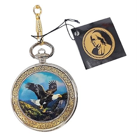 Vintage Franklin Mint Glory of the Eagle Pocket Watch, New in Box