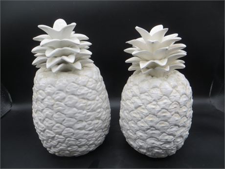 2 Ceramic White Pineapples