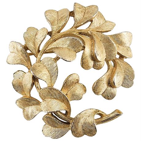 Signed Vintage CROWN TRIFARI Circle Leaves Brooch