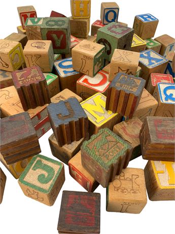72 pc Antique to Vintage Children’s Wood Blocks