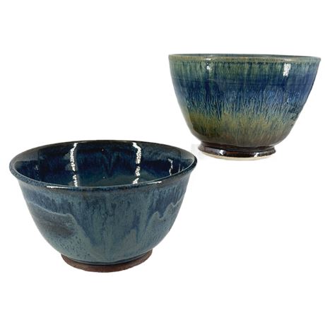 Pair of Handmade Pottery Serving Bowls Blanket Creek & Betsy Hanes