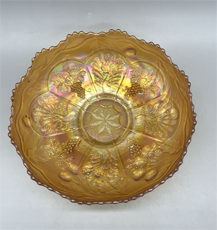 Fenton Marigold Peacock and Grape Bowl
