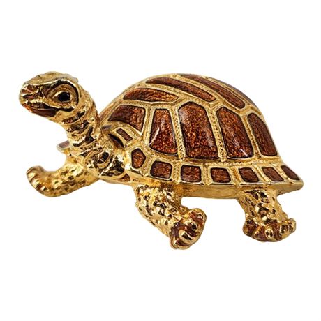 Signed Sphinx 3D Turtle Brooch