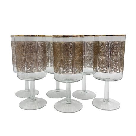 Crystal Wine Glass with Inlaid Gold Set of 6