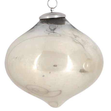 5" Silver Glass with Metal Cap, Kugel Style Ornament