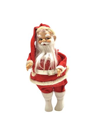 Vtg Rubber Faced Santa Doll Ornament - Large
