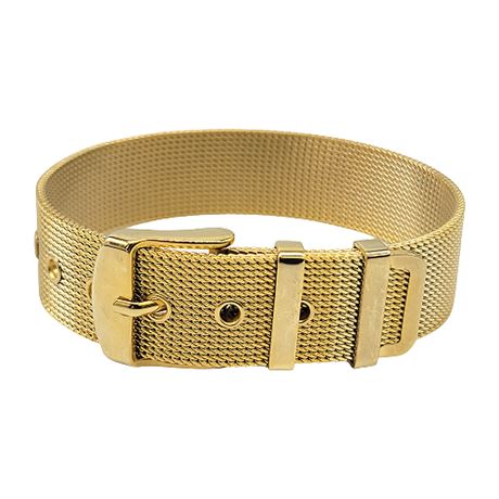 Gold Tone Stainless Steel Mesh Belt Bracelet