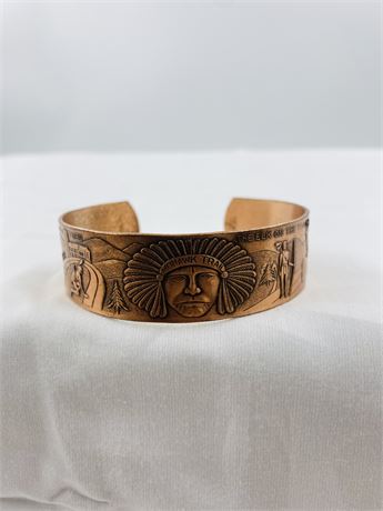 Vintage Copper Bracelet w/ Native American Design