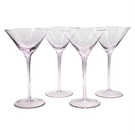 Hand Blown Pale Pink Martini Glasses, Set of 4