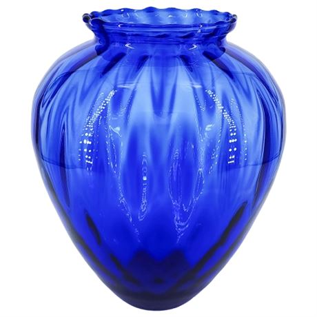 Vintage Princess House "Optic Waves" Cobalt Blue Art Glass Vase