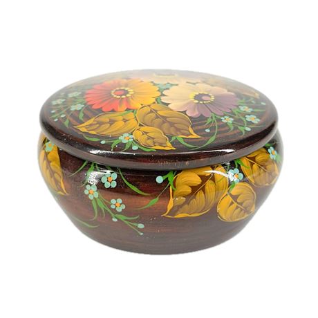 Vintage Wooden Floral Russian Laquer Box