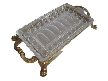 Vintage Footed Glass Tray Trinket Dish