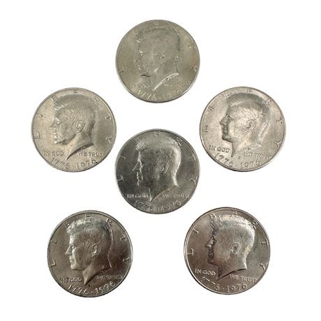 Lot of 5 1776-1976 Kennedy Half Dollars
