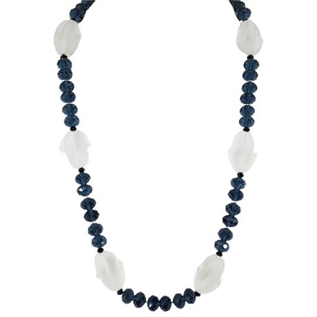 Artisan Made Chunky Satin Glass & Faceted Crystal Bead Necklace