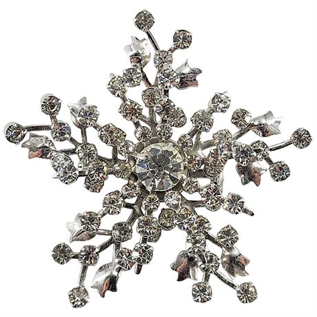 Vintage Clear Rhinestone Flower Burst Brooch