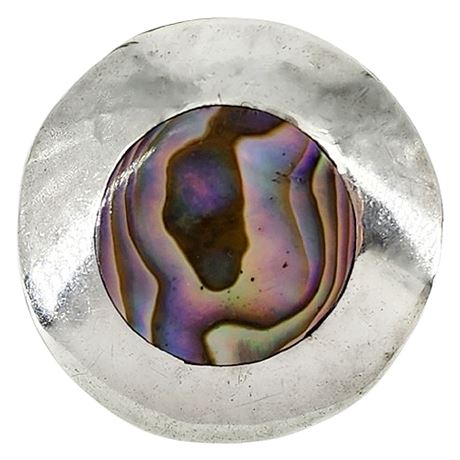 Vintage Taxco Sterling Silver Abalone Dome Brooch/Pendant