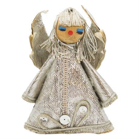 Vintage Metallic Silver Small Angel Tree Topper