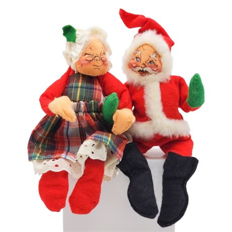 Vintage 1963 Annalee Mobilitee Dolls Santa & Mrs. Claus