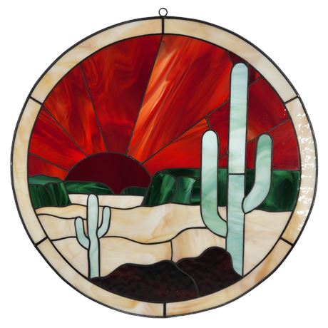 Round Stained Glass Desert Landscape