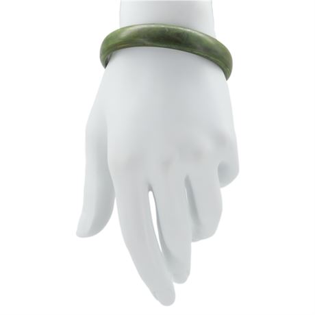 Vtg Matte Finish Swirled Green Lucite Bangle Bracelet
