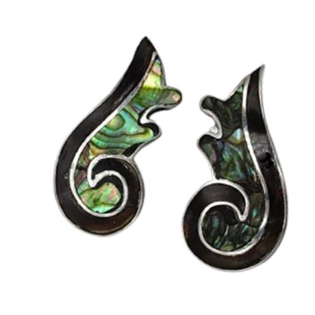 Vintage Mexico Sterling Silver 925 Abalone Inlay Screwback Earrings