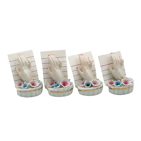 Set of 4 Hand-Shaped Porcelain Place Card Holders