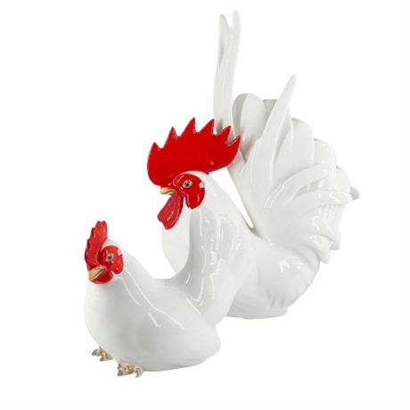 Noritake Bone China Rooster & Hen Figurines