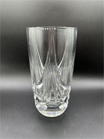 Heavy Cut Glass Vase 10"