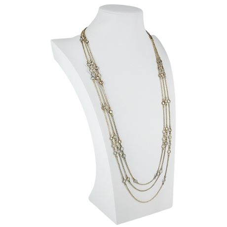 Signed COLDWATER CREEK Triple-Strand Chain & Bezel Set Crystal Necklace