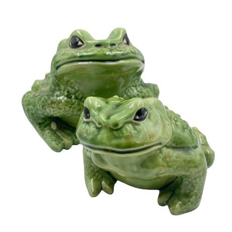 Ceramic Frog Garden Statue Pair