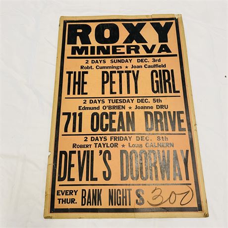 1950’s Roxy Drive In Theater Playbill