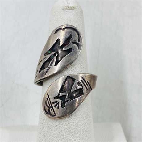 6.2g Vntg Navajo Signed Sterling Ring Size 6.75