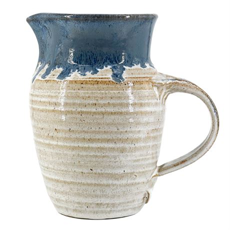Hand-Thrown, Signed Drip-Glaze Ceramic Pitcher