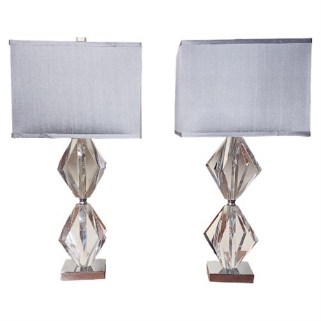 Pair Couture Lamps Euclid Crystal Table Lamps