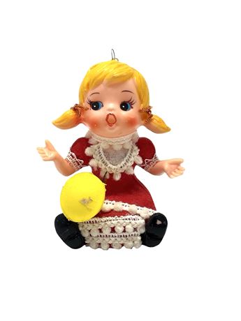 Vtg. Little Miss Muffet Christmas Ornament