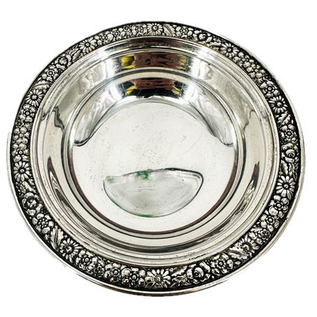 Vintage Alvin Sterling Silver Floral Rimmed Bowl