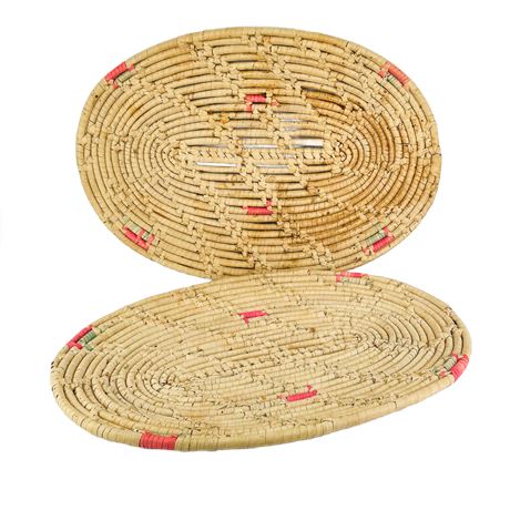 Pair of Vintage Sweetgrass Coil Tray Baskets